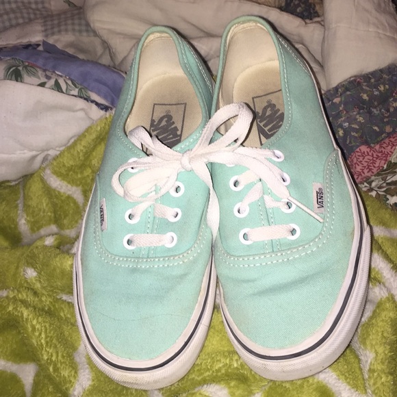mint green checkered vans